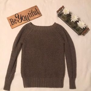 american eagle brown cable knit sweater!